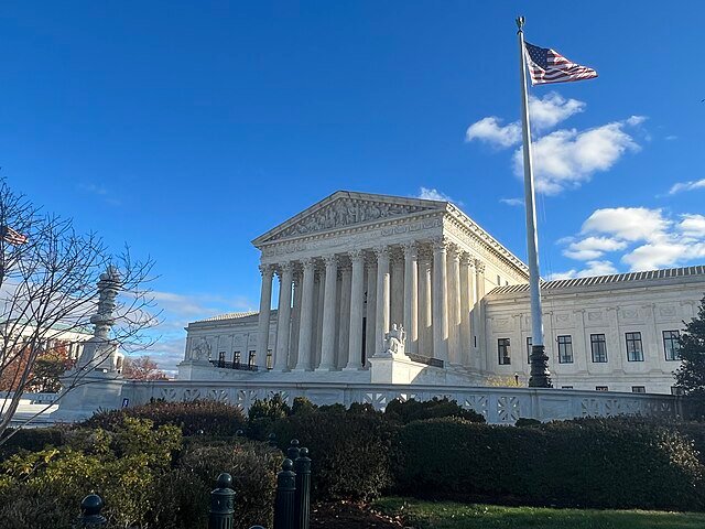 The U.S. Supreme Court building in Washington, D.C., where justices heard the case on Trump’s tariffs and presidential trade powers.