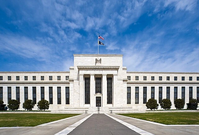 Federal Reserve headquarters in Washington, D.C., amid reports of a Justice Department investigation