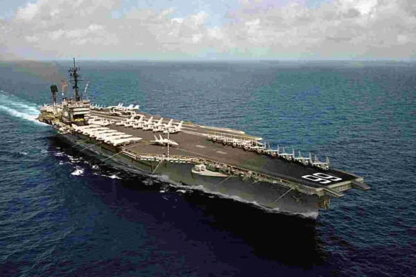 U.S. Navy aircraft carrier at sea as tensions rise over Iran nuclear deal and U.S. military buildup in the Gulf