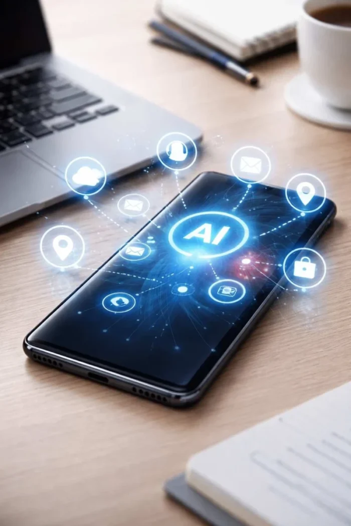 Samsung Galaxy S26 showing on-device AI features, smart assistant, and privacy tools