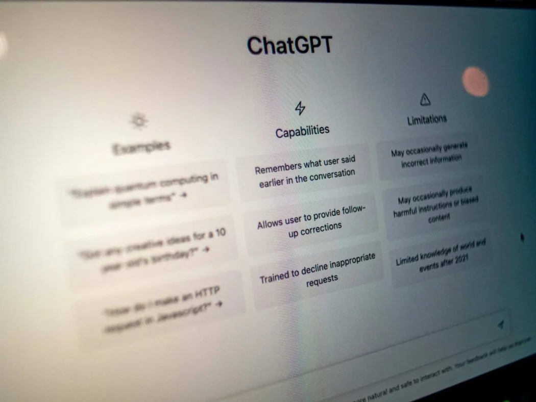 ChatGPT interface example showing AI chatbot assisting students with study questions